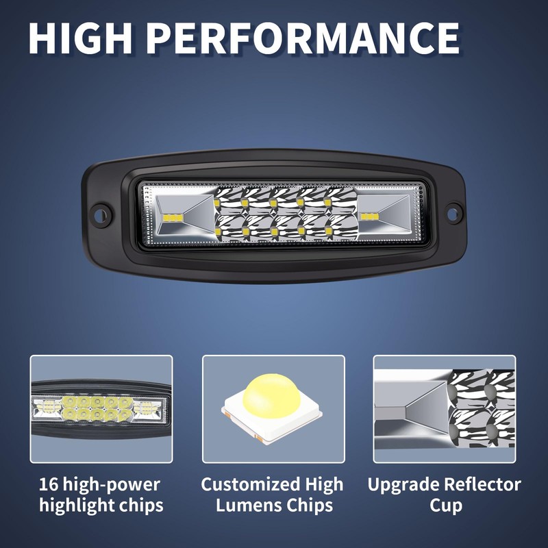 YCHOW-TECH Flush Mount LED Pods, 2PCS 7inch 12,000LM CREE LED