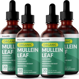 5-in-1 Mullein Drops for Lungs and Bronchial - Respiratory Lung Health Support with Mullen Leaf Extract for lungs - Mullein Tincture with Elderberry, Marshmallow, Ginger Root (120 Servings) (4-pack)