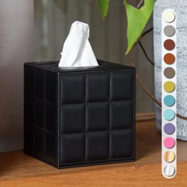 Luxury 5 Star Hotel Style Tissue Box Cover - Sturdy and Stylish Tissue Box Holder with a Custom Height and Modern PU Leather Exterior, 13.5x13.5x15cm - Camel