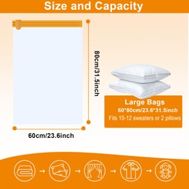 AGPTEK Large Vacuum Bags, 10 Bags a Set, Durable & Reusable Storage Bags- Perfect Space-Saving Solution for Clothes, Blankets, Comforters, and More. Ideal for Home Storage and Travel（No Pump Include）