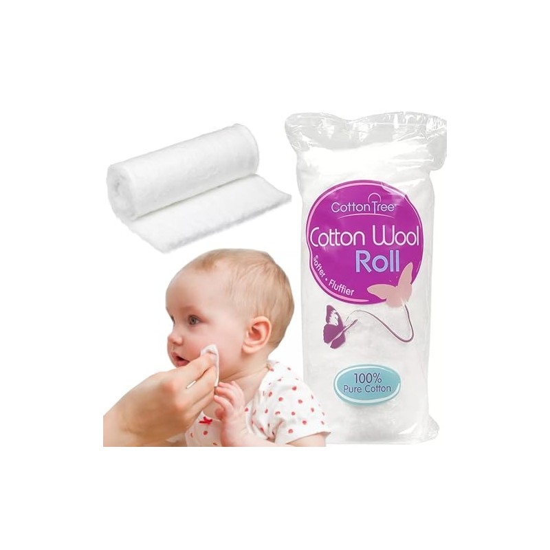 2X 80g Cotton Tree 100% Pure Cotton, Super Soft Roll,