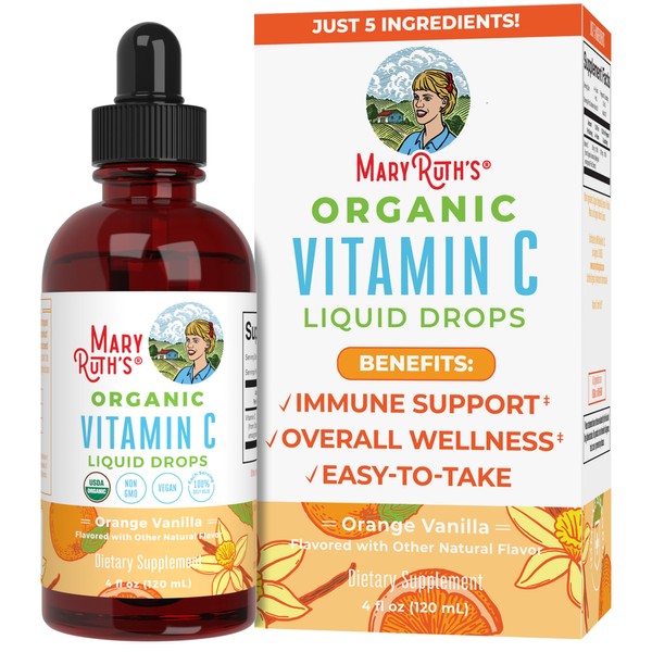 MaryRuth's Vitamin C Drops | USDA Organic Vitamin C Liquid Drops for Adults | Men & Women | Vitamin for Immune Support & Overall Health | Vegan | Non-GMO | Gluten Free | 30 Servings
