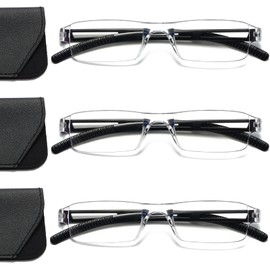 Viseng 3 pairs of reading glasses, blue light blocking glasses, computer reading glasses for men and women, fashionable rectangular one-piece glasses frame+2.5