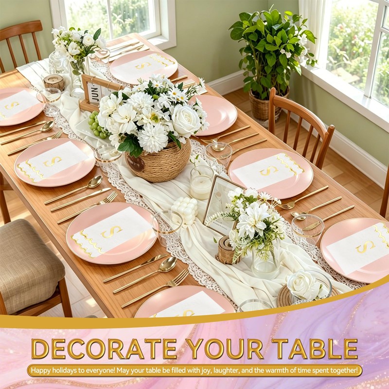 50 Pcs Scalloped Disposable Hand Towels Monogrammed Decorative Paper Napkins