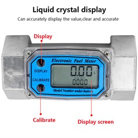 Electronic Turbine Flow Meter 2 1 Water Meter Aluminium Digital Turbine Flow Meter with Digital LCD Display Diesel Fuel Flow Meter 15-120L 1.5 Inch NPT Blue