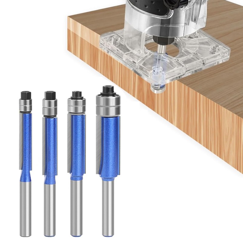 YUENTOEN 4 Pieces Flush Trim Router Bits Set, 1/4 Inch