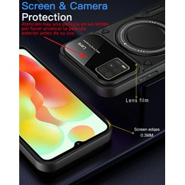 QWYJ YD Funda for OPPO A54 4G Case Uso Rudo Protector Lente Cámara Soporte Giratorio Magnético Carcasa,para OPPO A54 4G Funda(Negro)