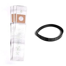Replacement Part For Dirt Devil Upright Models 085300, 085550 Series, Type D, 3PK Paper Bags With Style 4/5 Flat Belt