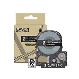 Epson LABELWORKS 212WMBPX PET (Polyester) Tape Cartridge - White on Black Matte Designer Craft Label Maker Tape - 1/2" (12MM) Wide, 26'