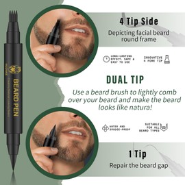 HUSHAIR Pocket Beard Brush 5-in-1 Set for Men,Natural Fiber Soft Bristle & Animal-Free,Beard Pen & Stainless Steel Pocket Beard Comb/Combing Brush/Ramie Storage Bag - Great for Grooming Beards and Mustaches