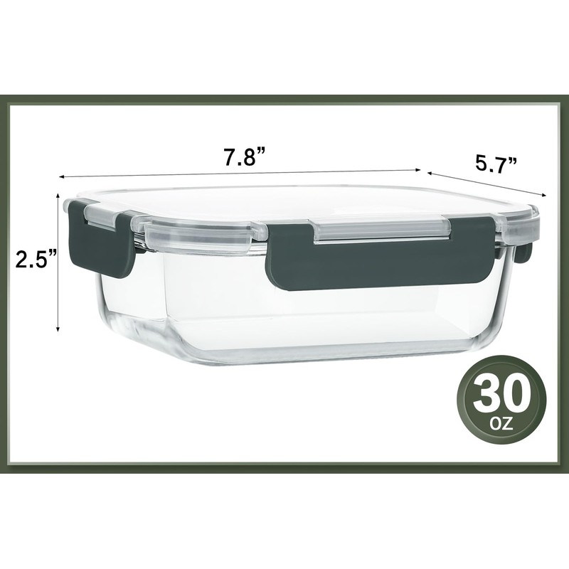 KOMUEE 10 Packs 30 oz Glass Meal Prep Containers,Glass Food