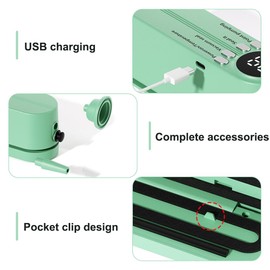 Mini Vacuum Sealer, Portable 60 KPA Film Sealer with 3 Temperature Levels, 4 Bags, 1 Inflator Adapter and 1 Air Extraction Adapter for Snack Preservation and Food Storage
