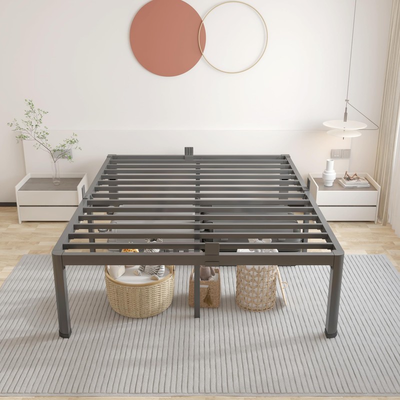 ROIL 12 inch Metal Queen Bed Frame with Rounded Corner