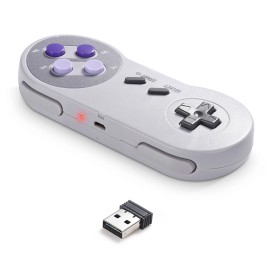 2.4GHz Wireless SNES Controller Gamepad + USB Receiver Compatible with PC MAC Raspberry Pi Linux Windows 7 8 10 11color: Purple