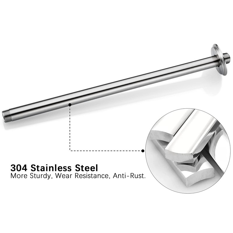 16 Inch Shower Arm and Flange Brushed Nickel, Ceiling Mounted