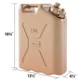 Scepter 2-Pack Portable Military Style Water Container for Camping & Outdoors, 5 Gallon, Sand - Heavy-Duty Plastic Beverage and Hydration Dispenser for Outdoor Trip