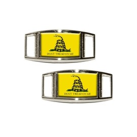 Gadsden Don't Tread on Me Tea Party Shoe Sneaker Shoelace Charm Rectangular Decoration - Set of 2