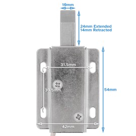 HALLMERS 12V 0.6A 10mm Stroke Solenoid 24mm Latch Bolt with Buckle Door Lock, Normally Extended (Locked), XH2.54 Connector, Access Electronic Catch Release Electric Control Cabinet