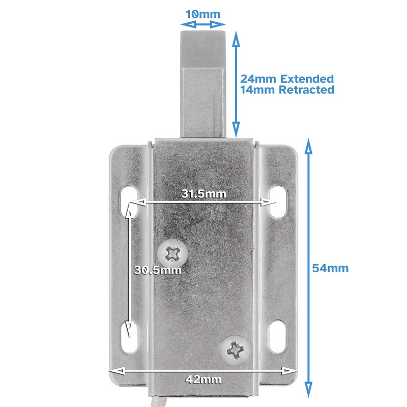HALLMERS 12V 0.6A 10mm Stroke Solenoid 24mm Latch Bolt with