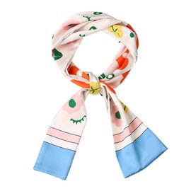 Allegra K Women Graffiti Polka Dot Stripe Scarf Neck Scarves Neckerchief Skinny Wrap Hairband 146 x 13cm / 57.48 x 5.12 inches(L*W) Orange Blue