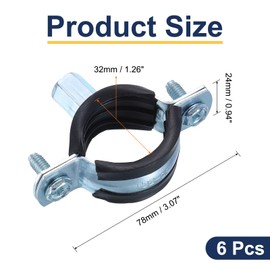 sourcing map 6 Pcs Split Ring Pipe Hanger, 32mm/1.3inch Adjustable Pipe Bracket Clamp Wall Ceiling Mount Pipe Strap Support for Plumbing Drainage Pipe Tube