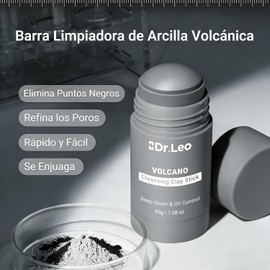 Dr.Leo Mascarilla de Arcilla en Barra, Limpia Poros y Puntos Negros, 45g Con caolín, carbón y ectoína, limpia poros profundamente, controla grasa, elimina puntos negros, apta para piel sensible