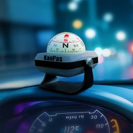 KanPas V-39-L Dashboard Ball Compass for Car with Double Dials Luminous Capsule Adjustable Holder (Grey)