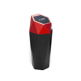 2PCS Car Trash Can with Lid, Mini Plastics Portable Auto Garbage Can, Small Leakproof Diamond Design Trash Dustbin, Waterproof Vehicle Rubbish Bins for Automotive Car, Home, Office (Red,1)