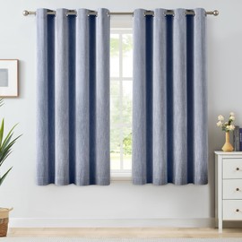 Melodieux Elegant Cotton Room Darkening Blackout Curtains for Living Room Bedroom Thermal Insulated Privacy Grommet Window Curtain Panels, 52 by 63 Inch, Navy Blue(1 Panel