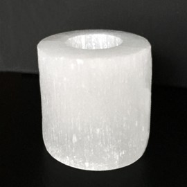 Selenite Candle Holder White Natural Crystal Light (1pc) Stone Crystal Cylinder Tealight Votive Candle Holders - Handmade by mmCrystals™