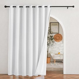 NICETOWN Sound Barrier 100% Blackout Natural Linen Curtains 84" for Celling, 1 Panel, Noise, Cold and Heat Blocking Drapes with Felt Fabric Lining for Noise Reducing/Nursery/Daytime Sleep/Bedroom
