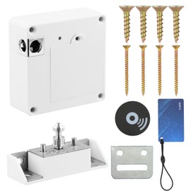 Smart Cabinet Lock, Electronic Cabinet Lock with Card, Hole-Free Invisible Lock, RFID Electronic for Double Door Cabinet, Drawer