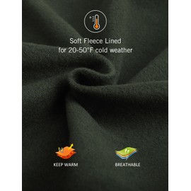 baleaf Mens Hiking Pants Waterproof Fleece Lined Pants with Zipper Pockets Open Bottom Sweats Athletic Track Thermal Warm Green 2XL