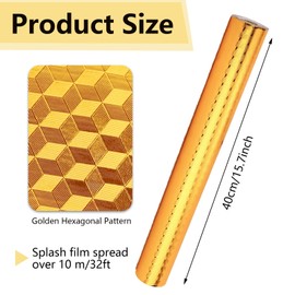 Yitexin 15.7" x 393.7" Self Adhesive Peel and Stick Countertops, Oil-Proof & Waterproof Countertop Contact Paper, Removable Kitchen Wall Paper Cover for Cabinets Shelf Liner Backsplash (Gold)