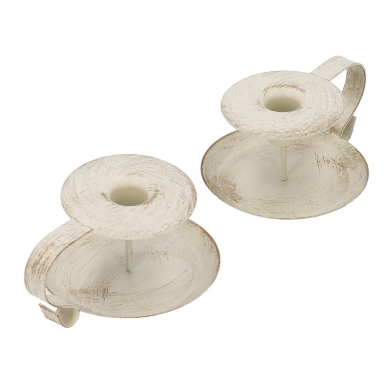 2pcs Taper Candle Holders Simple Antique Finish Iron Candle Holder
