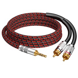 Hagietek RCA to 3.5mm Cable 3.2FT, Aux to RCA Headphone Male to Male Jack Adapter Audiophile Braided Gold Plated Audio Y Cord for Smartphones,Tablets,Speakers,MP3,HDTV and More