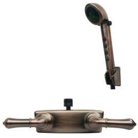 Laguna Brass 3220BZ/4120BZ RV/Motorhome Two Handle Non-Metallic Diverter Valve with Matching Hand Shower Set, Brushed Bronze Finish