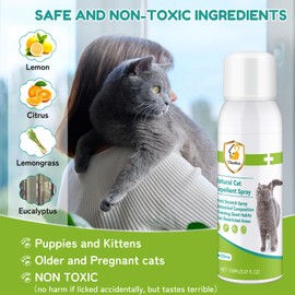Cat Deterrent Spray - Enhanced Cat Repellent Indoor and Outdoor, Safe Anti Scratch Furniture Protector, Effective Natural Ingredients Cat Scratch Deterrent Training Aid for Furniture, Sofa, Rug