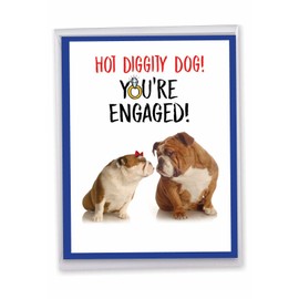 NobleWorks Extra Large Hilarious Engagement Greeting Card From Us 8.5 x 11 Inch with Envelope (1 Pack) Oversize Jumbo Engaged Dogs J6897ENG-US