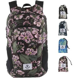 4Monster Packable Backpack Ultra Lightweight, Foldable Backpack Water Resistant, Hiking Daypack for Travel Camping Outdoor, Daily Walk-around, Cycling, Sports, Excursions(Pink Flower, 16L)