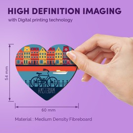 1x Heart MDF Magnet 6cm - Amsterdam Netherlands Holland Travel - Fridge Locker Office Whiteboard Toolbox #58780