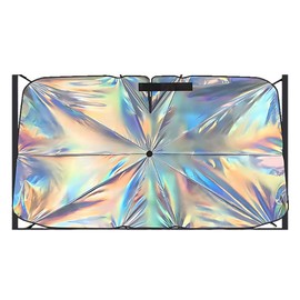 ZIMISI Car Windshield Sun Shade Umbrella, 55" x 31.5" Foldable Car UV Block Coating Shield Cover with 360° Rotation Handle, Front Window Heat Insulation Protection Accessory for Truck, SUV (L Size)