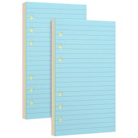 A6 Lined Refill Paper,Colored Pages for A6 Refillable 6-Ring Binder Notebook,6-Hole Punched Binder Refill Inserts,2 Packs (Each Contains 50Sheets/100Pages)