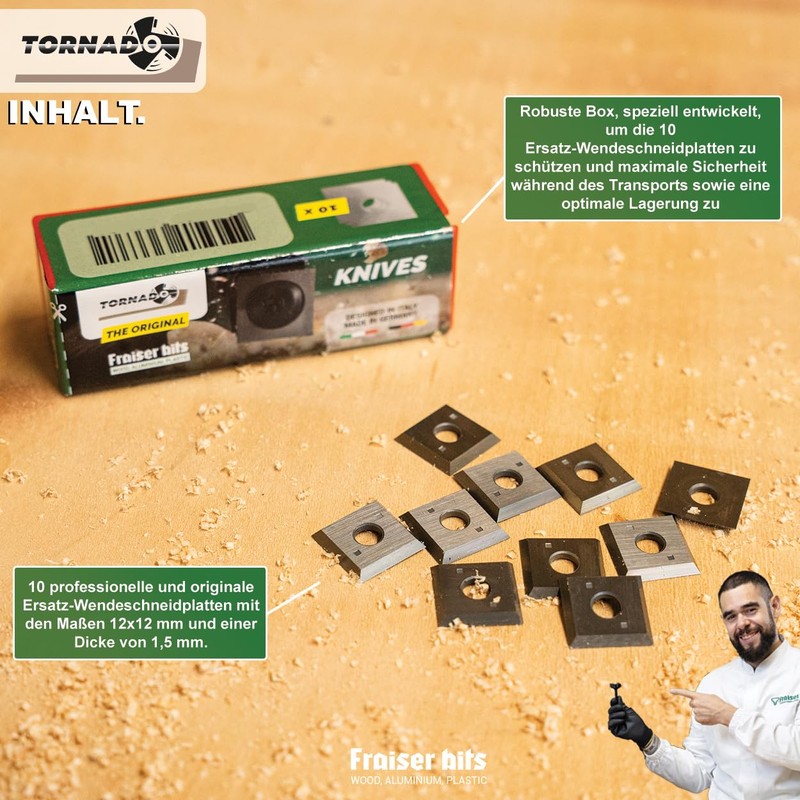 Tornado Fraiser Replacement Blades for Routers High Hardness U2300, Square