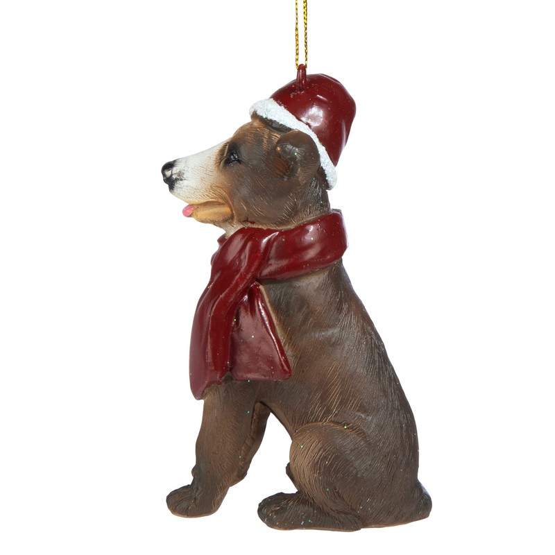 Design Toscano Pitbull Holiday Dog Ornament Sculpture, Full Color