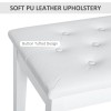 White Faux Leather Cushion Button Tufted Wooden Duet Seat Storage