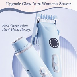 Bestechy Electric Razor for Women, 4 in 1 Body Razors and Facial Hair Remover, Dual Head Painless Rechargeable Led Light and Led Display Hair Removal Kit for Nose Eyebrow Armpit Bikini Leg (Blue)