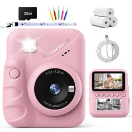 TIATUA Kids Camera Instant Print for Girls Ages 3-14, 3-inch HD Screen Camera for Kids with Printing Paper, 1080P Digital Toddler Toys for 4 5 6 7 8 9 10 11 12 Years Old (Pink)