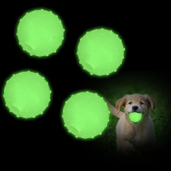 QKURT Pack of 4 Glow In The Dark Dog Ball,