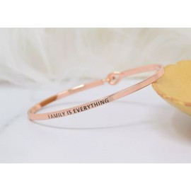 Curated Trinkets FAMILY IS EVERYTHING  | Inspired Message Engraved Simple Bangle | SILVER